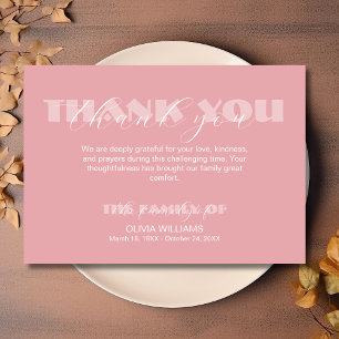 Modern Rose Pink Traditional Funeral Thank You Card