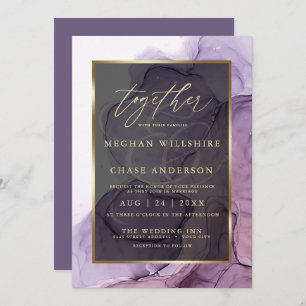 Modern Rose Plum Purple Alcohol Ink Invitation
