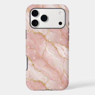 Modern Rose Quartz Marble Gold iPhone 17 Pro Max Case