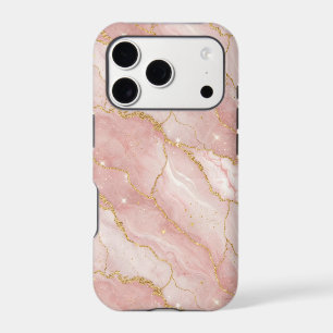 Modern Rose Quartz Marble Gold iPhone 17 Pro Case