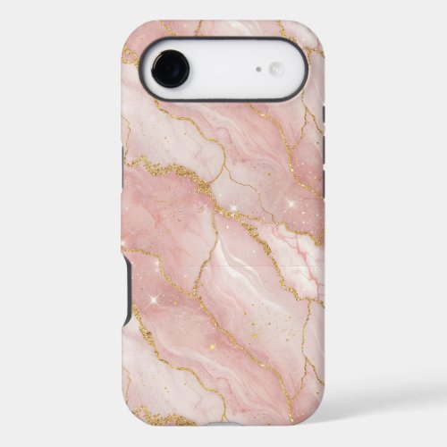 Modern Rose Quartz Marble Gold iPhone 17 Air Case