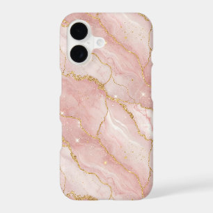 Modern Rose Quartz Marble Gold iPhone 17 Case