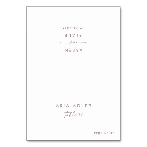 Modern Rose Script Wedding Menu Option Place Cards