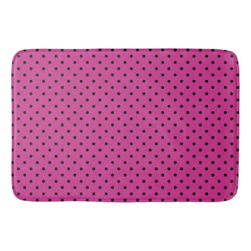 Modern Rose Violet and Black Dots  Bath Mat