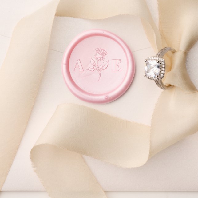 Modern Rose Wedding Monogram Initials Wax Seal Stamp (Insitu (Wedding))