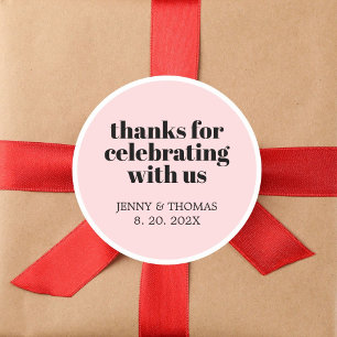 Modern Rose White Black Thank You Classic Round Sticker