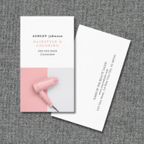 Modern Rose White Hair Dryer Photo Salon Business Card