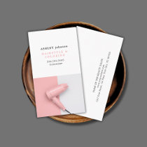 Modern Rose White Hair Dryer Photo Salon Business Card