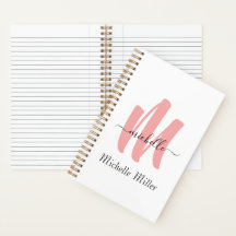modern rose white monogram initial business name