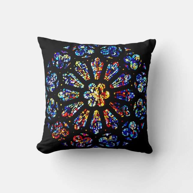 Modern Rose Window Throw Pillow (Front)