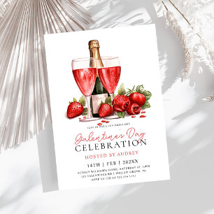 Modern Rose Wine Champagne Galentine's Day Party Invitation