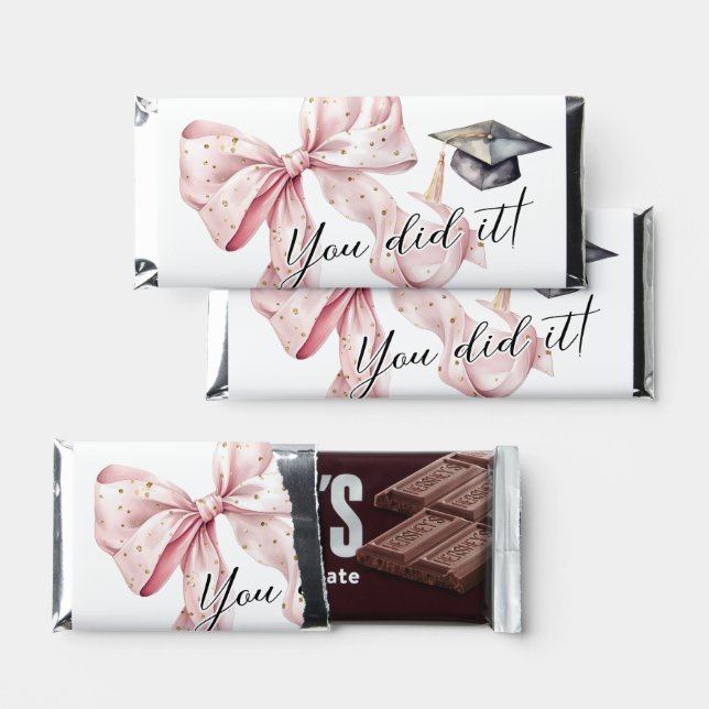 Modern Rosegold Bow Hershey Bar Favors (Front)