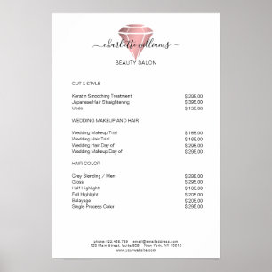 Modern Rosegold Diamond Price List Poster