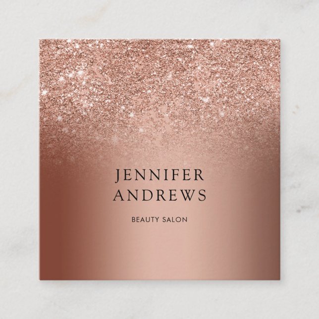 Modern Rosegold Glitter Salon  Business Card (Front)
