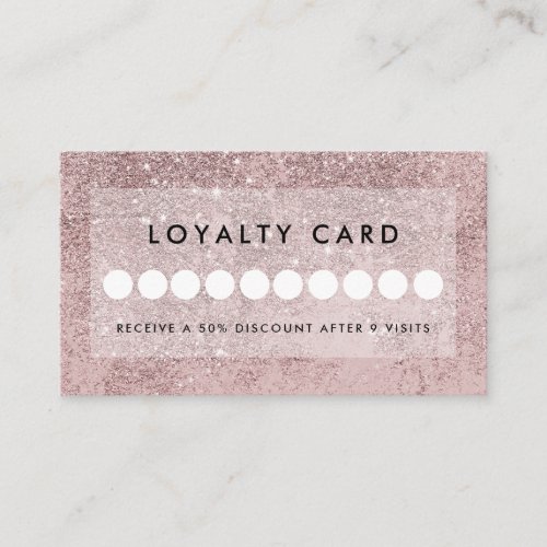 Modern Rosegold Glitter Salon Loyalty Business Card