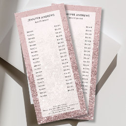 Modern Rosegold Glitter Salon Price List Rack Card