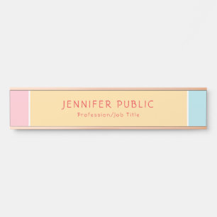 Modern Rosegold Pink Yellow Blue Template Elegant Door Sign