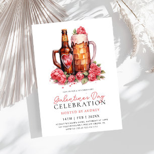 Modern Roses Beer Galentine's Day Party Invitation