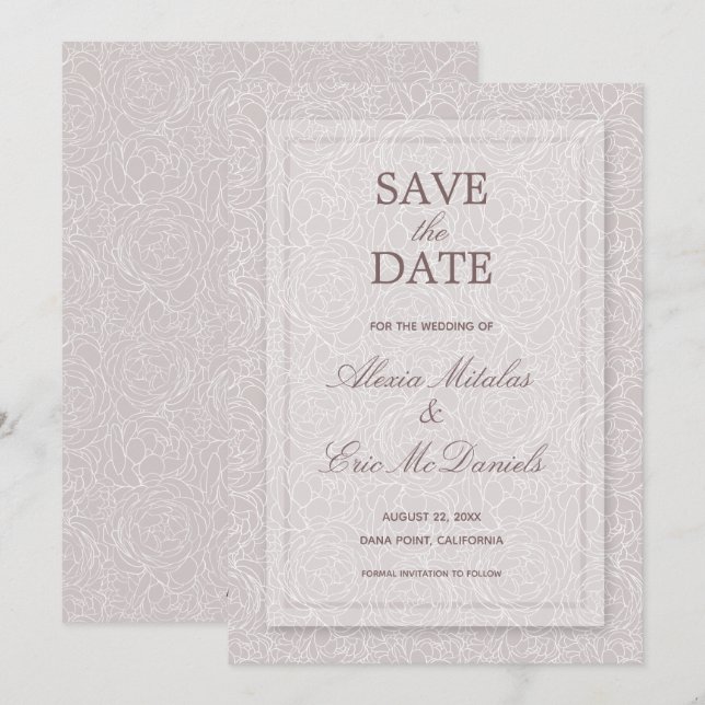 Modern Roses Elegant Wedding Save The Date (Front/Back)