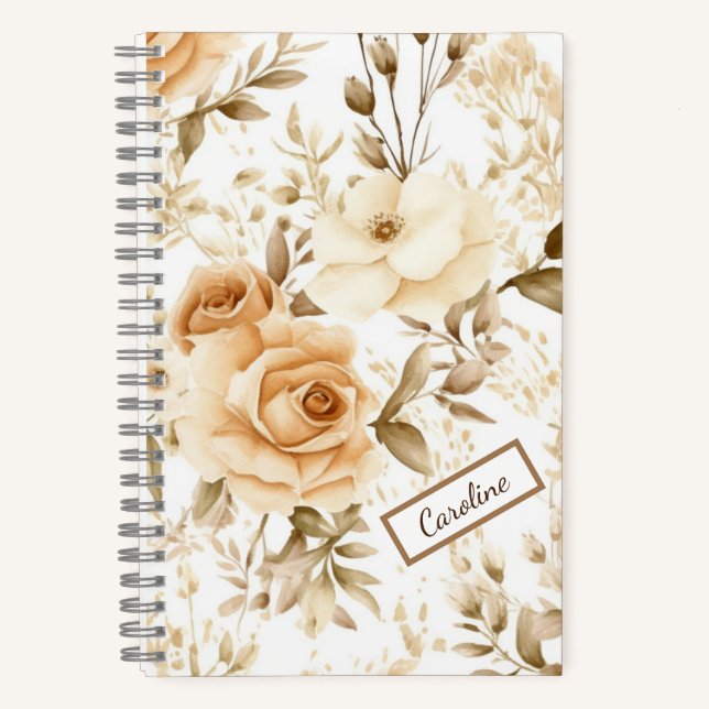 Modern Roses Neutral Notebook (Front)
