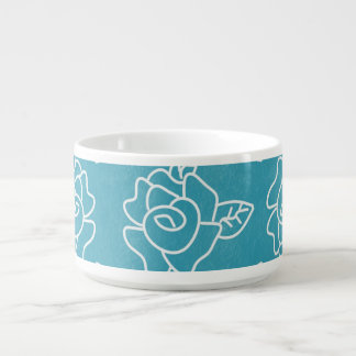 Modern Roses on Light Turquoise Bowl
