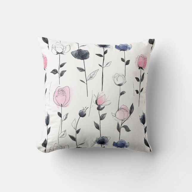 Modern roses pattern throw pillow (Front)