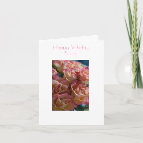 Modern roses personalisable birthday card