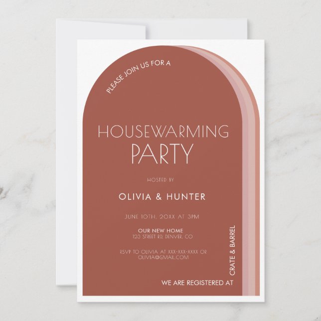 Modern Rosewood Housewarming Invitation (Front)
