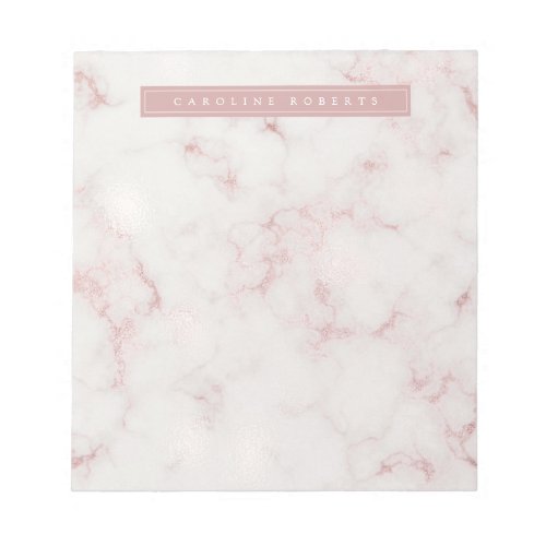Modern Rosy Gold Marble Notepad