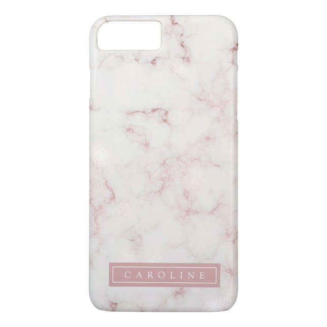 Modern Rosy Gold Marble Phone Case (Back)