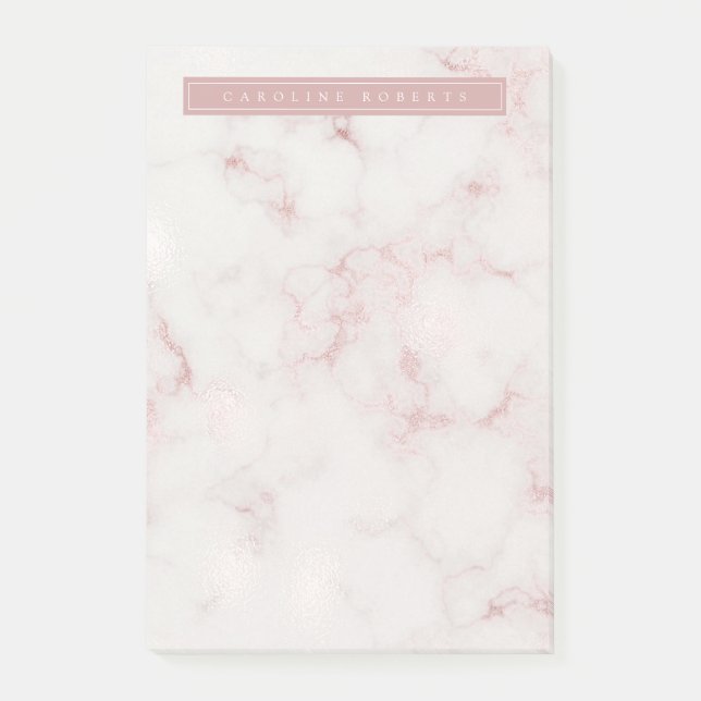 Modern Rosy Gold Marble Post-it Notes (Front)