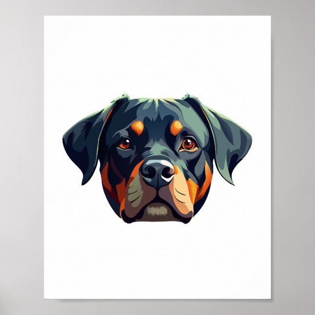 Modern Rottweiler Portrait – Bold Vector Style Dog Poster (Front)