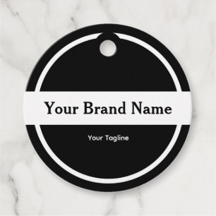 Modern Round Black Custom Logo Business Favor Tag