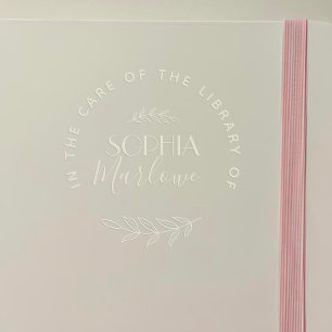 Modern Round Custom Book Botanical Embosser