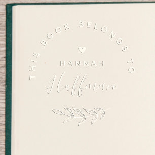 Modern Round Custom Book Heart   Botanical  Embosser