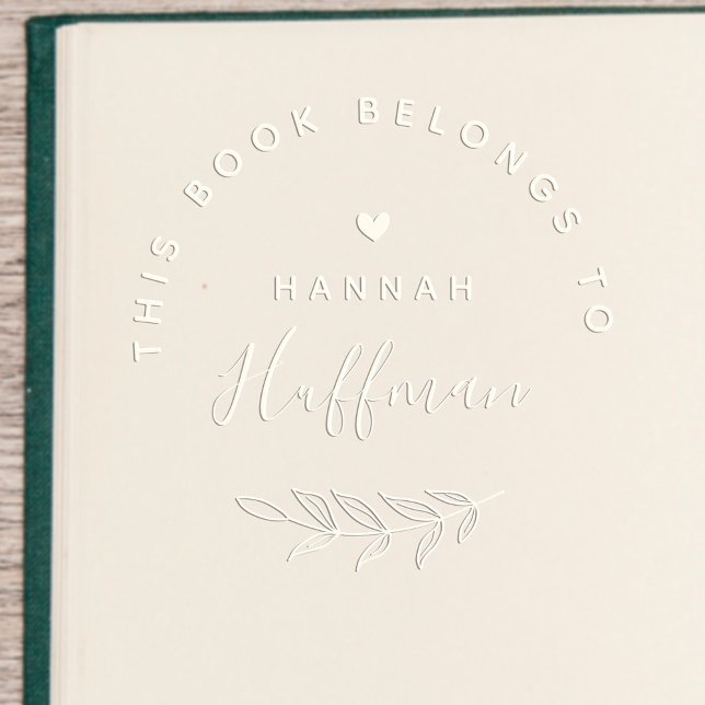 Modern Round Custom Book Heart | Botanical  Embosser (Creator Uploaded)