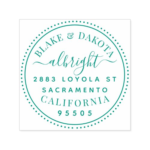 Modern Round Elegant Married Couple Address Self_inking Stamp