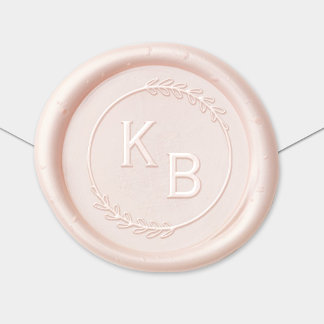 Modern Round Laurel Leaf Custom Monogram Wax Seal Sticker