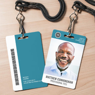 Modern Round Logo  Employee Photo Name Barcode Badge