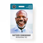 Modern Round Logo Employee Photo Name Barcode