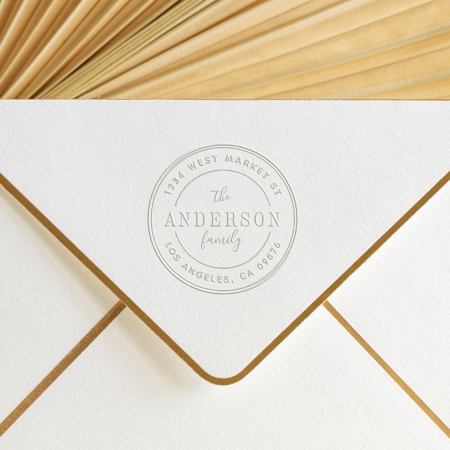 Modern Round Logo Family Name Return Address Embosser (Creator Uploaded)