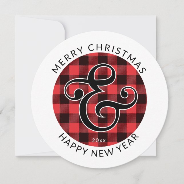 Modern Round, Merry Christmas | Ampersand & Plaid Holiday Card (Front)