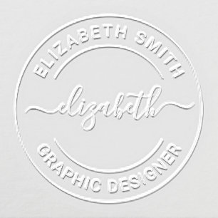 Modern Round Personalized Name and Job Title Embosser