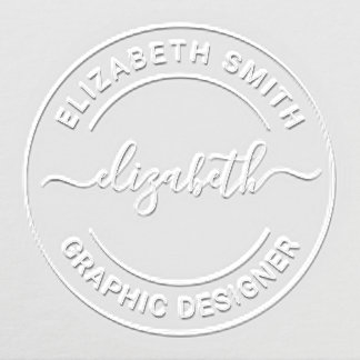 Modern Round Personalized Name and Job Title Embosser