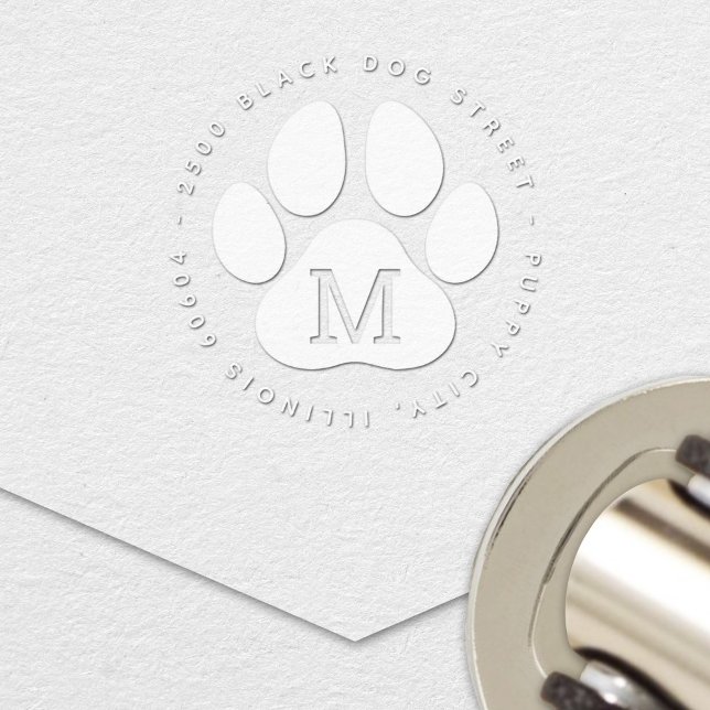 Modern Round Pet Lover Paw Print Return Address Embosser (Creator Uploaded)