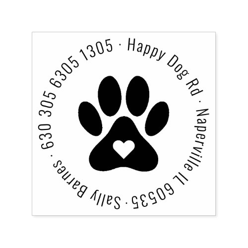 Modern Round Pet Lover Paw Print Return Address Self_inking Stamp