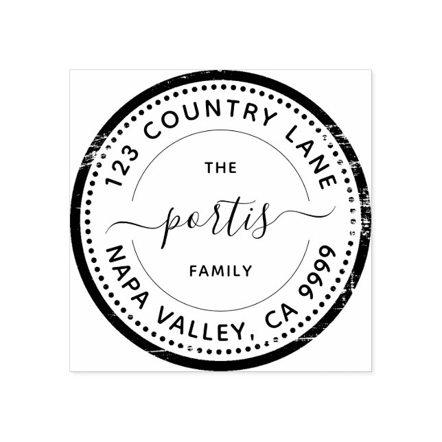 Modern Round Return Address Rubber Stamp (Imprint)