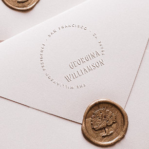 Modern Round Typography Name & Return Address  Embosser
