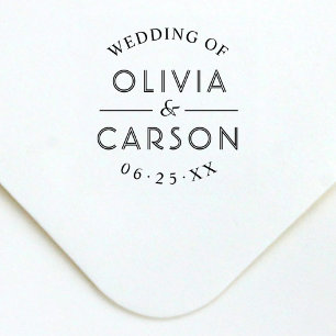 Modern Round Wedding Of Couple Date Self-inking Stamp