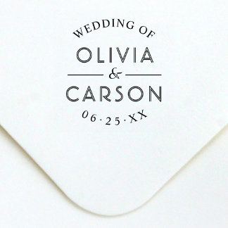 Modern Round Wedding Of Couple Date Self-inking Stamp